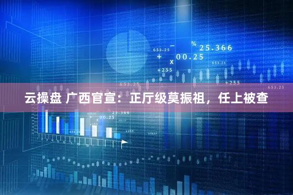 云操盘 广西官宣：正厅级莫振祖，任上被查