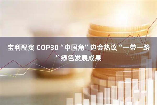 宝利配资 COP30“中国角”边会热议“一带一路”绿色发展成果