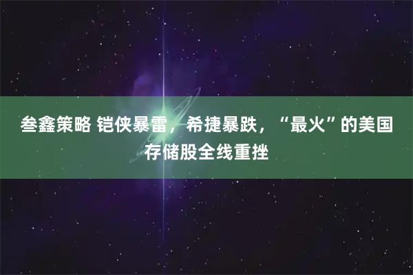 叁鑫策略 铠侠暴雷，希捷暴跌，“最火”的美国存储股全线重挫